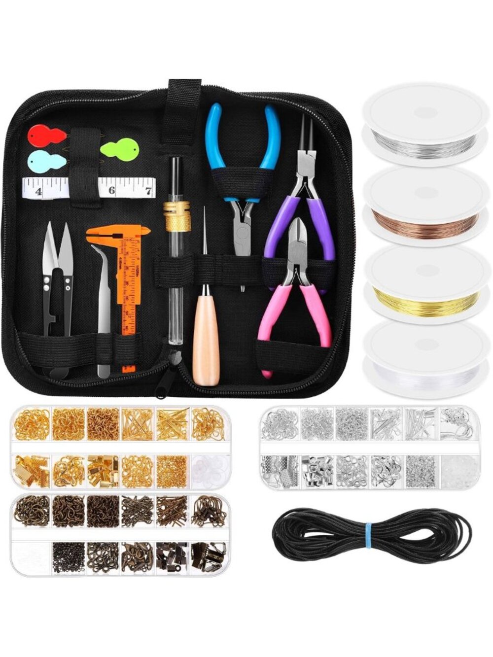 Jewelry Making Supplies Kit with Tools, Wires & Findings for DIY Beading